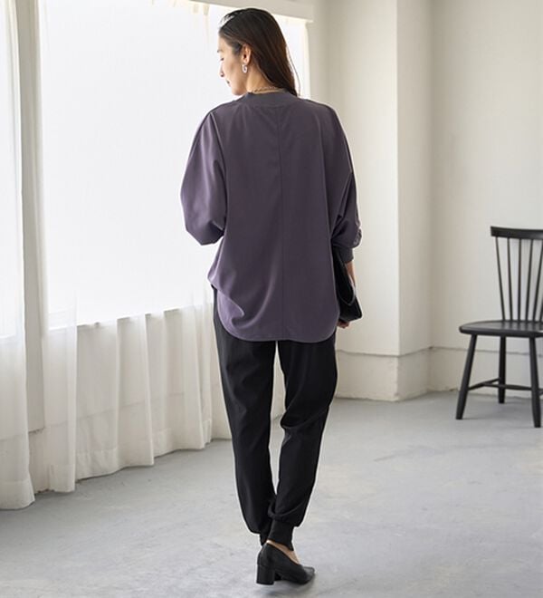 BELLUNA（ベルーナ）の「Ｔシャツ感覚なのにきちんとブラウス見え！カットジョーゼットプルオーバー（ブラウス）」｜詳細画像