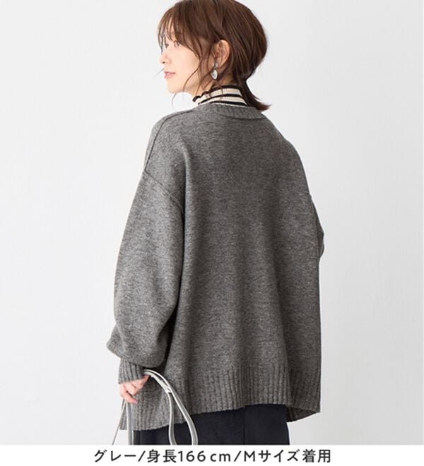 Viola e Viola（ヴィオラ エ ヴィオラ）の「洗えるもちもち　ミドル丈ニットカーデ（ニットカーディガン）」｜詳細画像