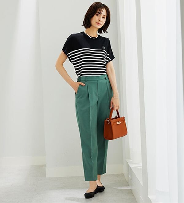 BELLUNA（ベルーナ）の「【快適Ｌａｂ．】シャリ冷！洗える多機能フレンチ袖ニットＴシャツ（ニット・セーター）」｜詳細画像