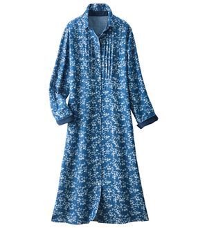 ルフラン（ルフラン）の「選べる！デニムシャツワンピース（シャツ）」｜ブルー系花柄