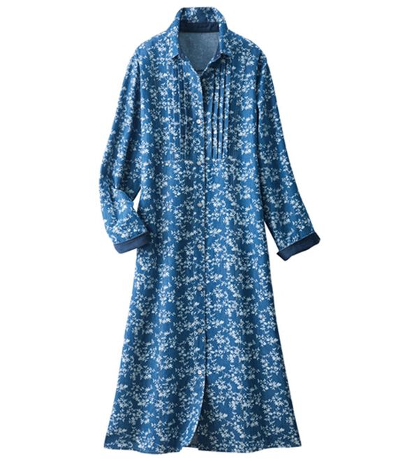 ルフラン（ルフラン）の「選べる！デニムシャツワンピース（シャツ）」｜ブルー系花柄