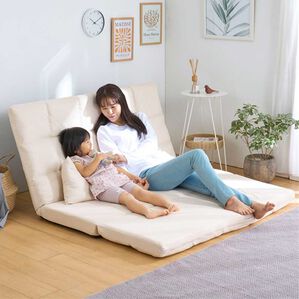 iellio（イエリオ）の「３ＷＡＹゆったりハイバックソファベッド＜リクライニングソファ・ローソファ・クッション付・新生活・来客・引っ越し・２人掛け＞（ソファ）」｜アイボリー