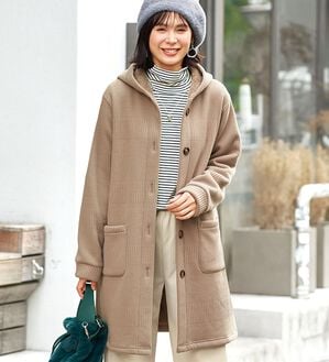 BELLUNA（ベルーナ）の「ボーダージャカード裏ボアカーディガン（ロングコート）」｜詳細画像