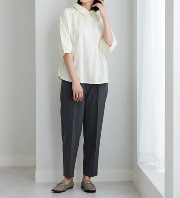 BELLUNA（ベルーナ）の「衿付き異素材切替プルオーバー（カットソー）」｜詳細画像