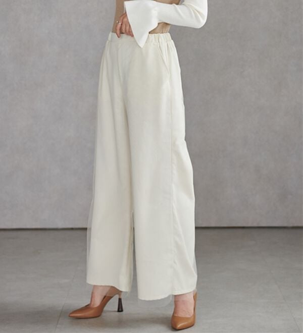 RANAN（ラナン）の「シアー重ねデザインワイドパンツ（フルレングスパンツ）」｜詳細画像