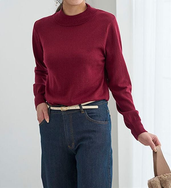 BELLUNA（ベルーナ）の「洗える！メリノウール１００％ハイネックセーター（ニット・セーター）」｜詳細画像
