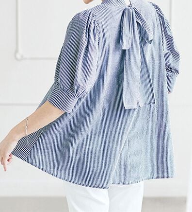 BELLUNA（ベルーナ）の「綿１００％サラポコバックリボンブラウス（ブラウス）」