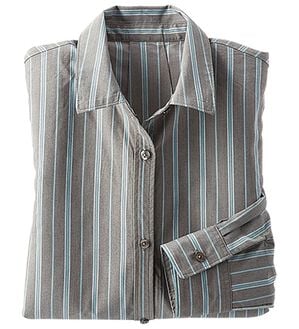 BELLUNA（ベルーナ）の「＜ＳＯＬＯＴＥＸ（Ｒ）＞ストレッチビッグシャツ（シャツ）」｜茶系ストライプ