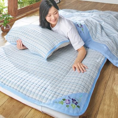 「新さわやか綿しじら刺繍入り軽寝具シリーズ（ボックスシーツ・ベッドシーツ）」