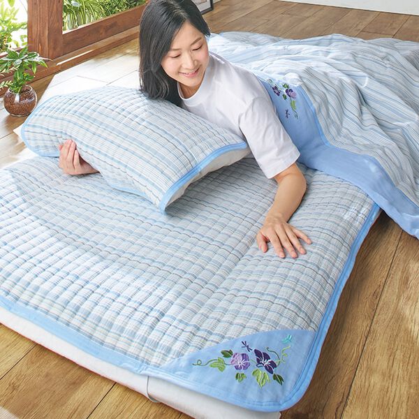 「新さわやか綿しじら刺繍入り軽寝具シリーズ（ボックスシーツ・ベッドシーツ）」｜詳細画像