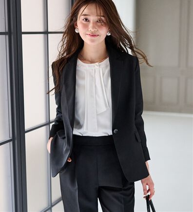 RANAN（ラナン）の「【選べる衿】洗える！春夏ロングシーズン着用可能ベーシック２点ライトスーツ（パンツスーツ）」