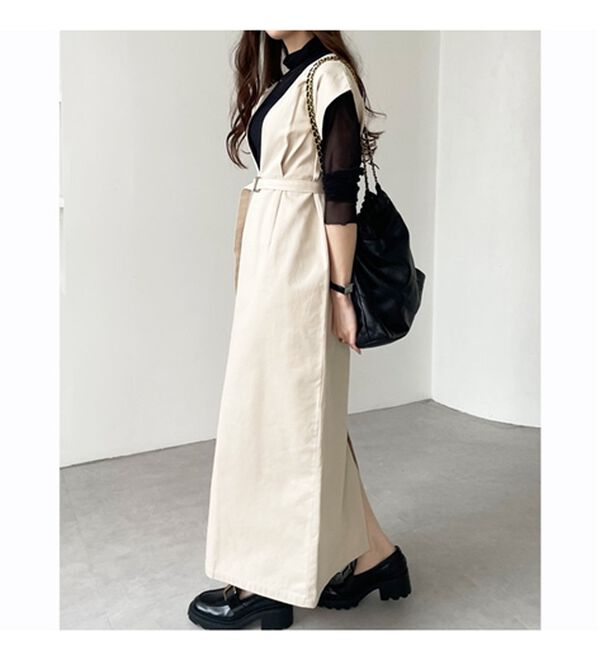 GeeRA（ジーラ）の「ベルト付Ｖネックジャンスカ（ジャンパースカート）」｜詳細画像