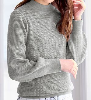 alotta（アロッタ）の「洗える！カシミヤタッチミニケーブルニット（ニット・セーター）」｜杢グレー