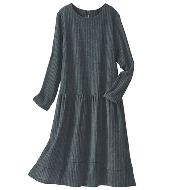 BELLUNA（ベルーナ）の「綿ガーゼ素材ストライプ使いワンピース（その他ワンピース）」｜詳細画像