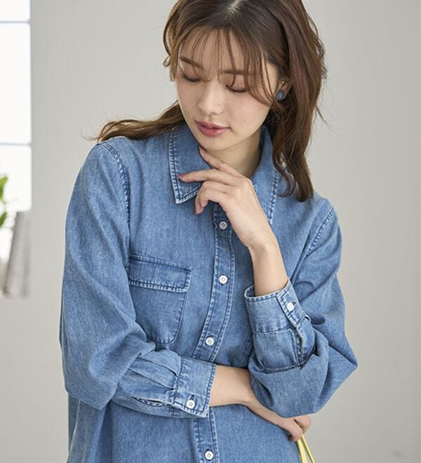 BELLUNA（ベルーナ）の「Ｇジャン未満の軽やかライトオンスデニムシャツ（シャツ）」｜詳細画像