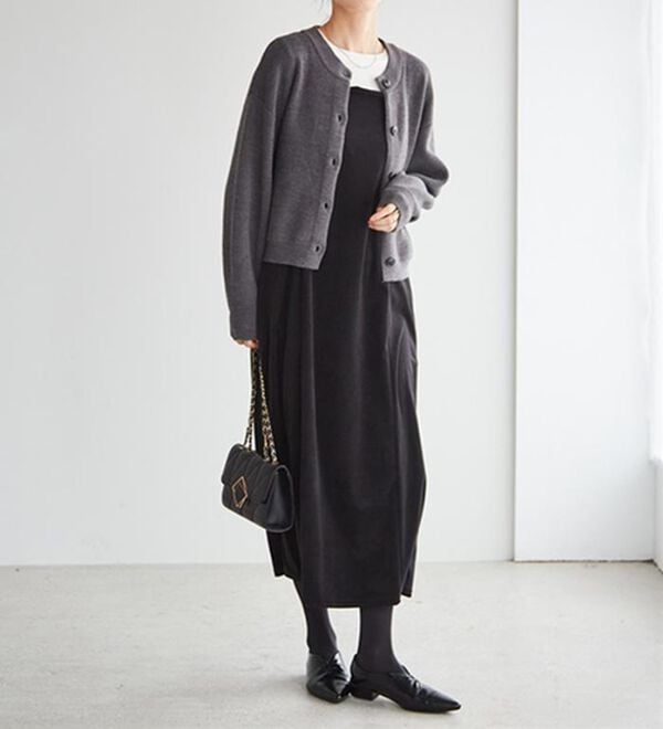 RANAN（ラナン）の「畦ニットカーデ&times;ベロアキャミワンピ（ロングワンピース）」｜詳細画像