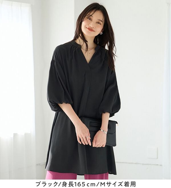 alotta（アロッタ）の「パフ袖とろみブラウスチュニックワンピース（チュニックワンピース）」｜詳細画像