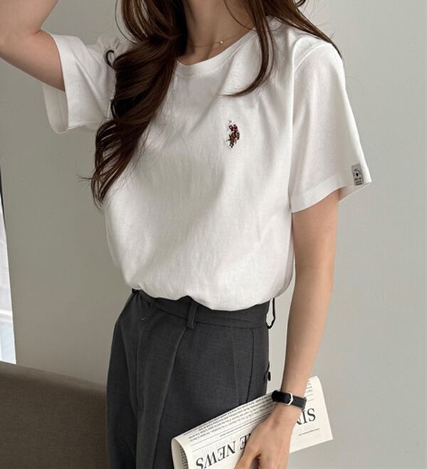 GeeRA（ジーラ）の「【ＵＳ．ＰＯＬＯ．ＡＳＳＮ】接触冷感ワンポイント刺繍Ｔシャツ（Tシャツ）」｜詳細画像