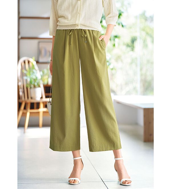 BELLUNA（ベルーナ）の「麻タッチ透かし編５分袖ニットカーディガン（ニットカーディガン）」｜詳細画像