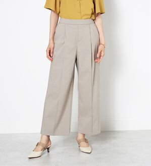 BELLUNA（ベルーナ）の「麻入りストレッチタックワイドパンツ（ワイドパンツ・ガウチョ）」｜グレージュ