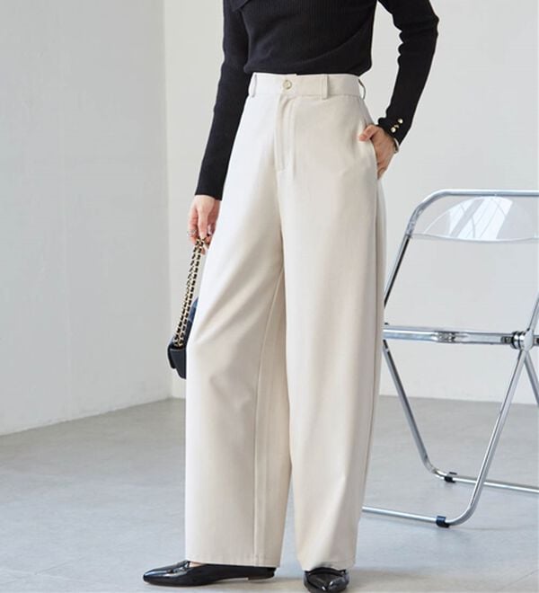 RANAN（ラナン）の「麻調素材カーブスラックス（ワイドパンツ・ガウチョ）」｜詳細画像