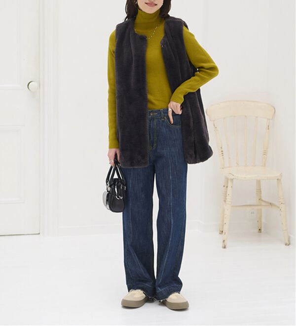 BELLUNA（ベルーナ）の「＜＆ｃｏｃｏｃｈｉ＞ハピネスコットン１００％×吸湿発熱リブタートルニット（ニット・セーター）」｜詳細画像