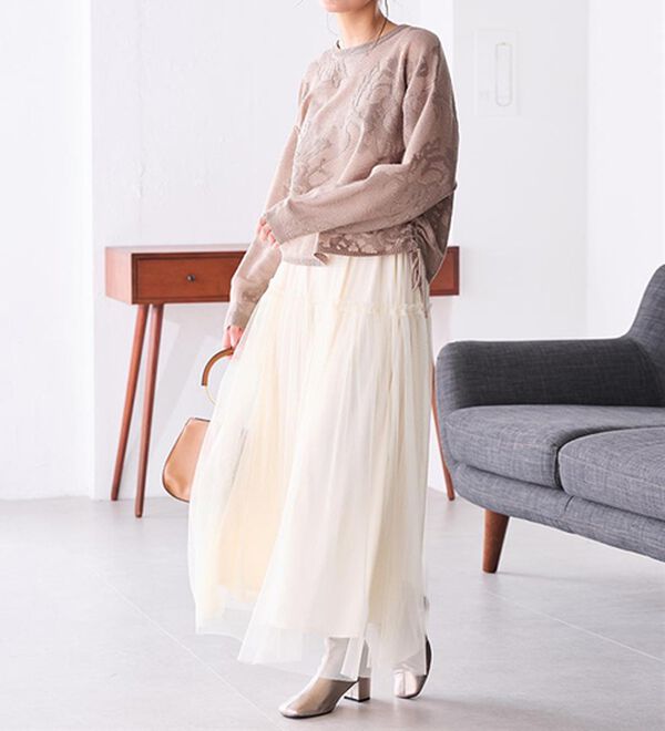 RANAN（ラナン）の「シアーフラワージャカードニットプルオーバー（ニット・セーター）」｜詳細画像