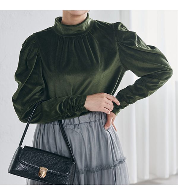 RANAN（ラナン）の「ベロアパワショルハイネックプルオーバー（カットソー）」｜詳細画像