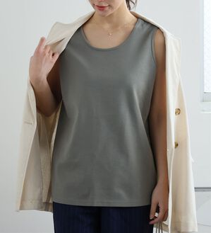 A HAPPY MARILYN（アハッピーマリリン）の「【Ｍ～８Ｌ／選べる裾】【接触冷感・吸水速乾】さらさらタンクトップ（タンクトップ・キャミソール）」｜カーキ