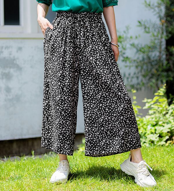 BELLUNA（ベルーナ）の「【接触冷感】レーヨン素材プリントワイドパンツ（ワイドパンツ・ガウチョ）」｜詳細画像