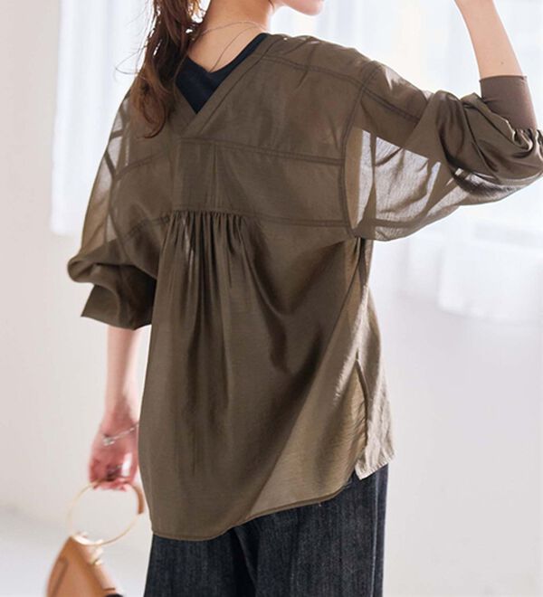 RANAN（ラナン）の「ディープVネックシアーシャツ（シャツ）」｜詳細画像