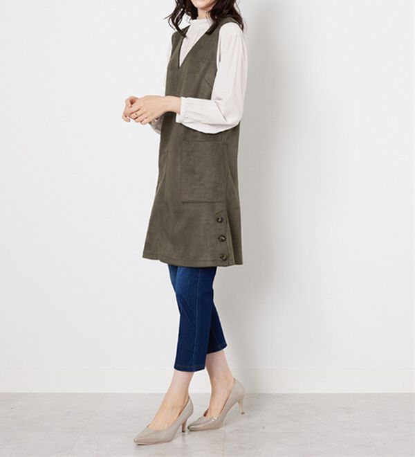 BELLUNA（ベルーナ）の「スエード調サイドボタンジャンパードレス（ジャンパースカート）」｜詳細画像