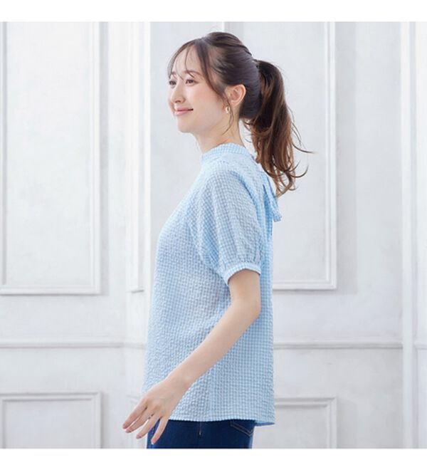 alotta（アロッタ）の「ギンガムチェックパフ袖ブラウス（ブラウス）」｜詳細画像