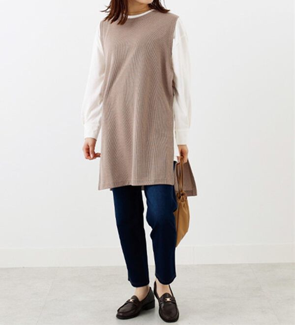 BELLUNA（ベルーナ）の「あぜ素材サイドリボンベストアンサンブル（アンサンブル）」｜詳細画像