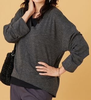 BELLUNA（ベルーナ）の「キレイ見えVネックプルオーバー（カットソー）」｜杢グレー