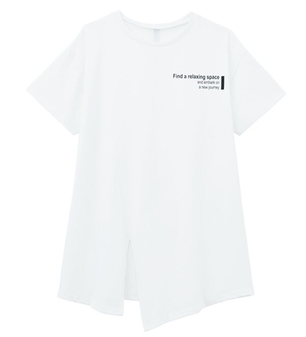 RANAN（ラナン）の「【ひんやり】ロゴプリントチュニックTシャツ（Tシャツ）」｜詳細画像