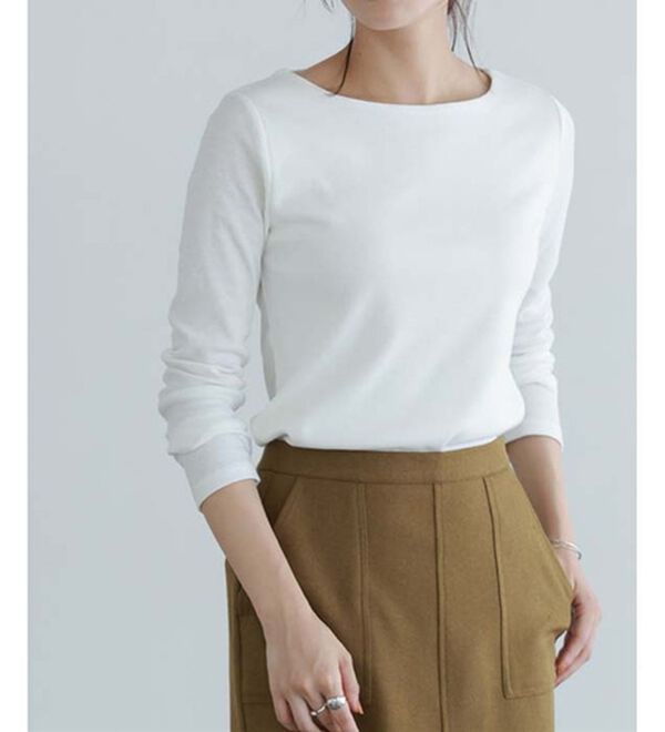 Pierrot（ピエロ）の「【選べる３ネック】華奢見えテレコリブカットソー（カットソー）」｜詳細画像