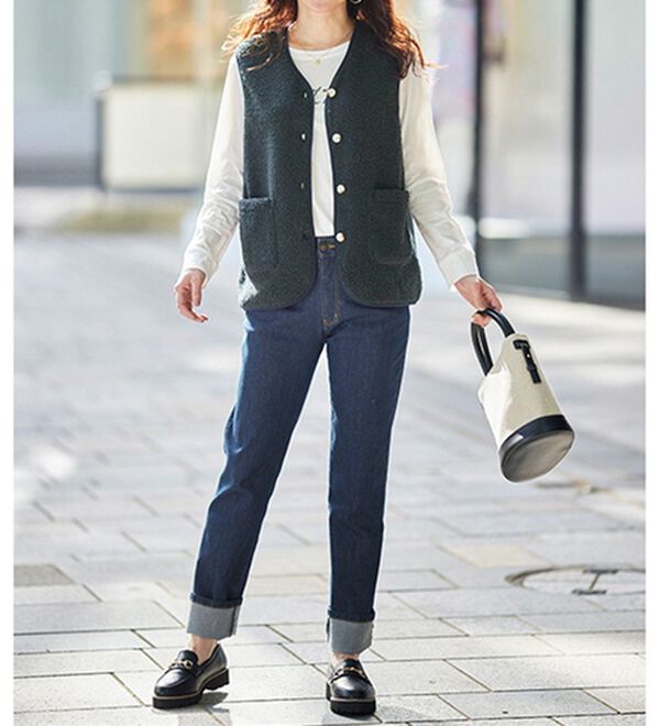 BELLUNA（ベルーナ）の「着回し自在！裏フリースあったかプードルボアベスト（ベスト）」｜詳細画像