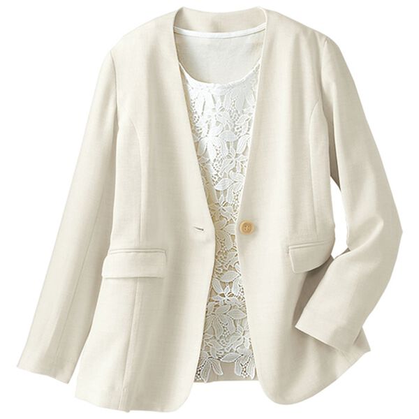 BELLUNA（ベルーナ）の「＜楽スタフィット＞ノーカラージャケット（ノーカラージャケット）」｜詳細画像