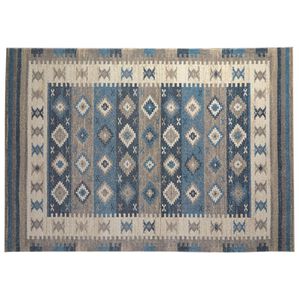 「トルコ製抗菌防臭・消臭ウィルトン織ラグ（カーペット）」｜キリム(ブルー)