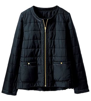 BELLUNA（ベルーナ）の「パイピング使い中わたノーカラージャケット（ショートコート）」｜黒