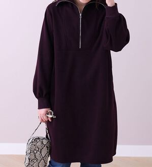 BELLUNA（ベルーナ）の「ハーフジップデザイン裏起毛ワンピース（その他ワンピース）」｜パープル