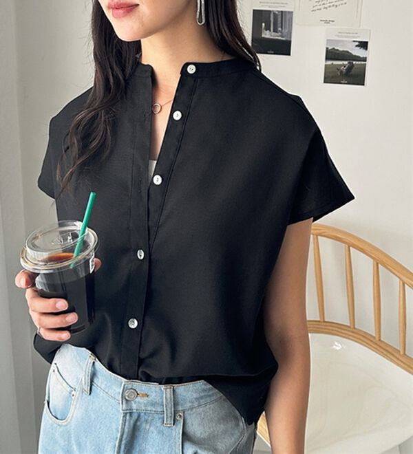 GeeRA（ジーラ）の「綿タッチフレンチスリーブブラウス（ブラウス）」｜詳細画像