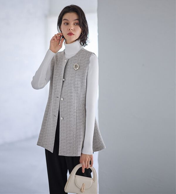 GeeRA（ジーラ）の「【２点セット】ニットツイードジレベストセットアップスーツ（パンツスーツ）」｜詳細画像