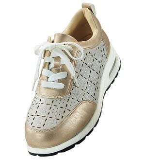 BELLUNA（ベルーナ）の「５Ｅビジュー使いパンチングスニーカー（スニーカー）」｜グレー&times;シャンパン