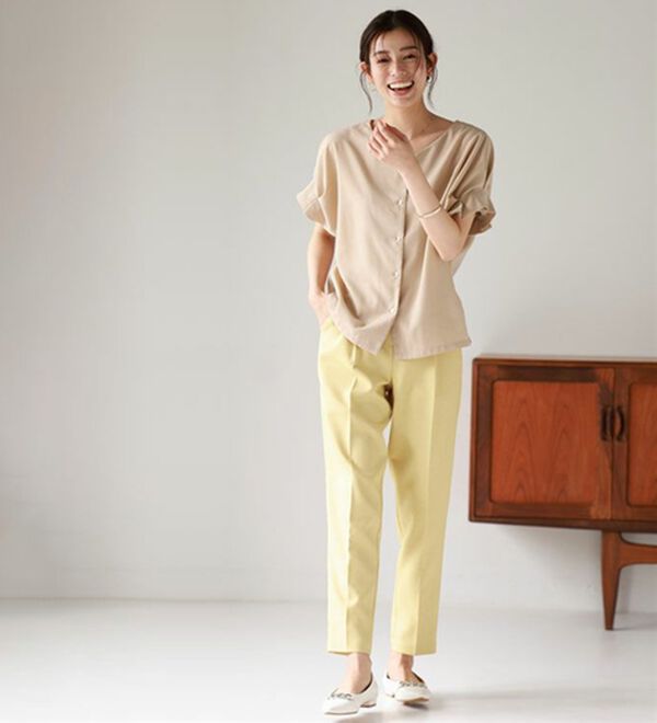 リネンライク前後2WAY袖タックブラウス - ベルーナ【公式】