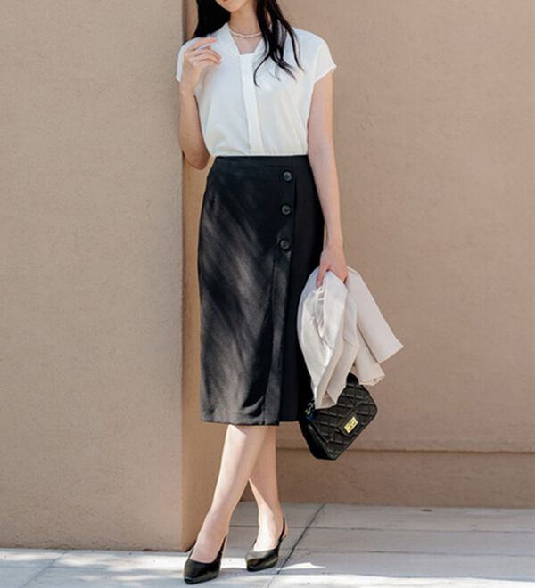 GeeRA（ジーラ）の「【２点】単品使いもできる！ベーシックブラウス＆スカートセットアップ（スカートスーツ）」｜詳細画像