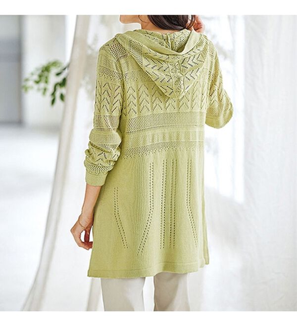 BELLUNA（ベルーナ）の「綿麻フードデザイン透かし編ニットジャケット（その他ジャケット）」｜詳細画像