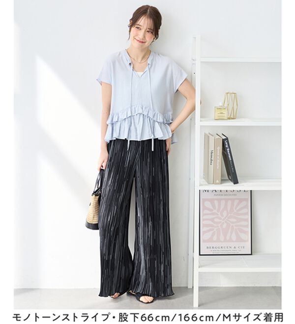 Viola e Viola（ヴィオラ エ ヴィオラ）の「着心地楽ちん！さらっと軽やかプリーツパンツ（フルレングスパンツ）」｜詳細画像