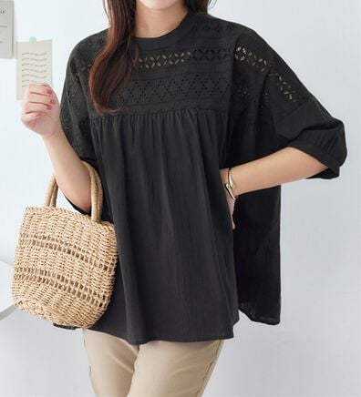 Viola e Viola（ヴィオラ エ ヴィオラ）の「【インド綿】フロントヨーク刺繍ブラウス（ブラウス）」